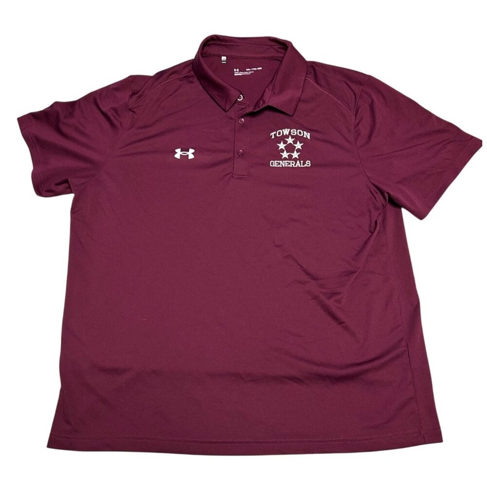 Under Armour Mens Towson Generals Polo Shirt XXL Maroon Polyester Performance
